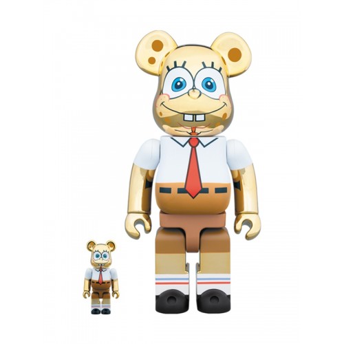 BE@RBRICK ✖️ SpongeBob GOLD CHROME  400% + 100％