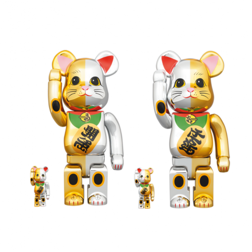 BE@RBRICK 招き猫 千万両 金 × 開運 銀 100％ & 400％