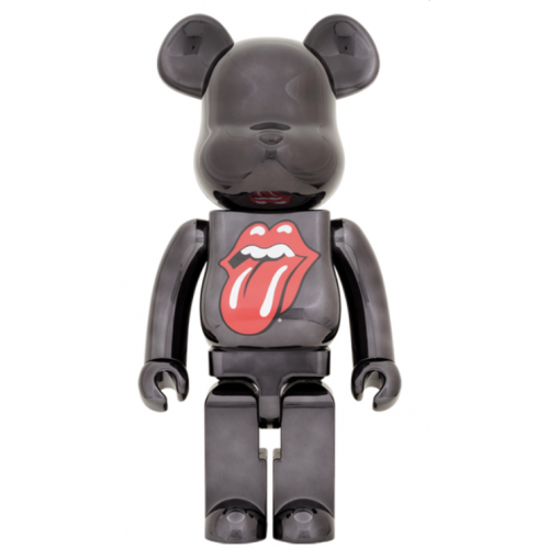 BE@RBRICK x The Rolling Stones Lips & Tongue BLACK CHROME Ver. 1000%