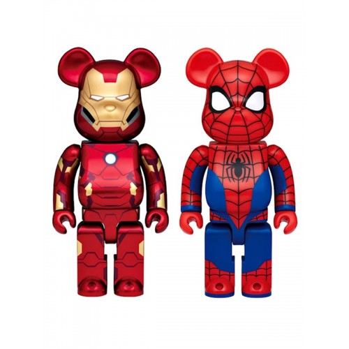 BE@RBRICK ✖️ Marvel HAPPYくじ 一番賞 2021  IRON MAN & SPIDER MAN 400%（1對)