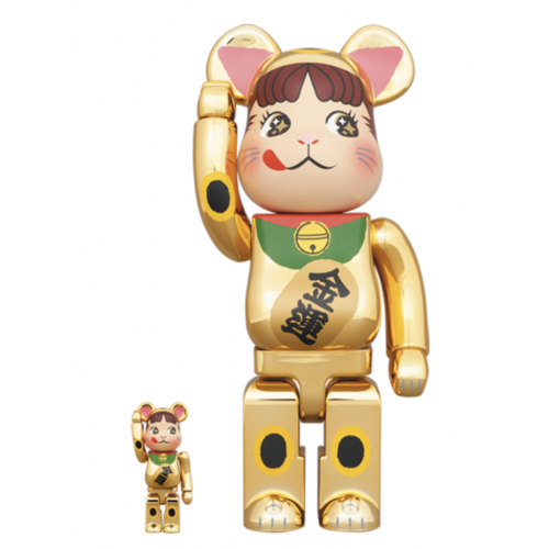 BE@RBRICK x 招き猫 ペコちゃん 金運 金メッキ 100％ & 400％