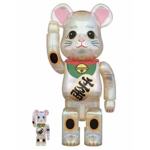 BE@RBRICK 招き猫 招財貓 透明メッキ 100％ & 400％