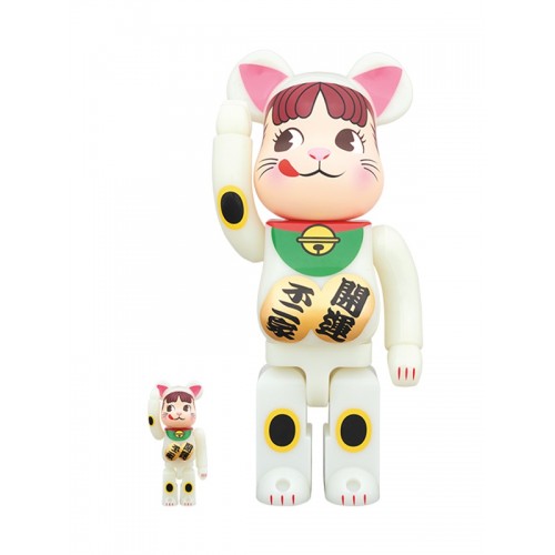 BE@RBRICK ✖️ 牛奶妹 招財貓 Peko GID 夜光 招き猫 ペコちゃん 蓄光 400％+100％