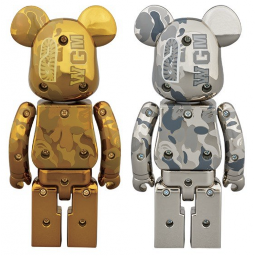 BE@RBRICK ✖️ 超合金 BAPE(R) CAMO SHARK GOLD／SILVER 1000%