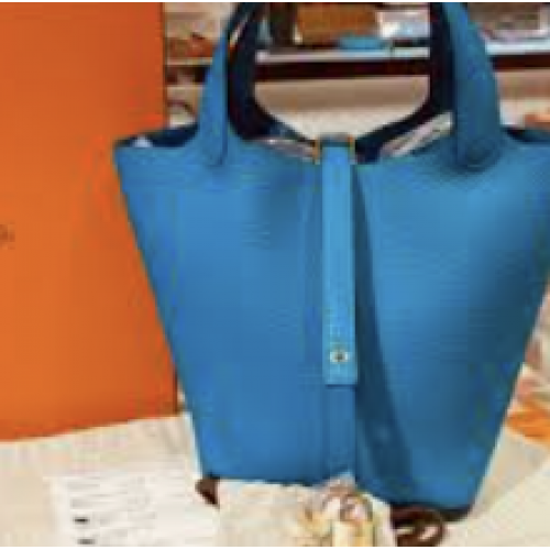 %Hermes P18 藍色/ 銀扣/stamp Y