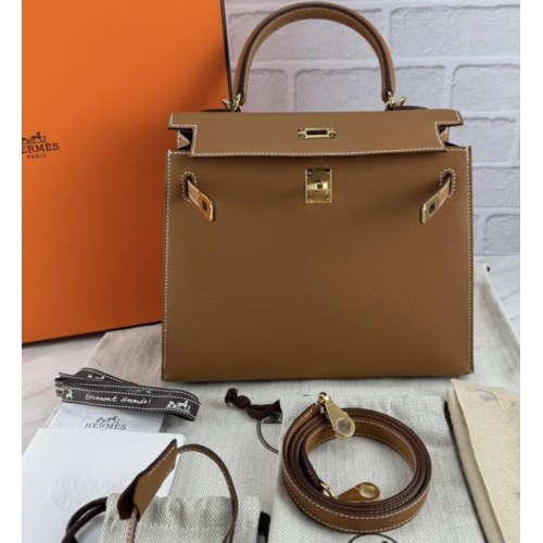 %Hermes Kelly 25金棕色/金扣/Epsom/Stamp BUS405TK/full set 