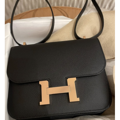 %Hermes mini Constance 黑色/金扣/ stamp UST383FP/塵袋/盒